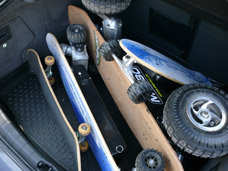 electric skateboards in rear trunk